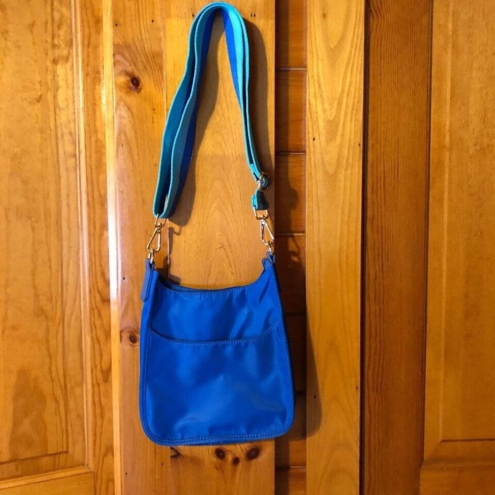 ah-dorned royal blue handbag tote crossbody bag with removable strap
